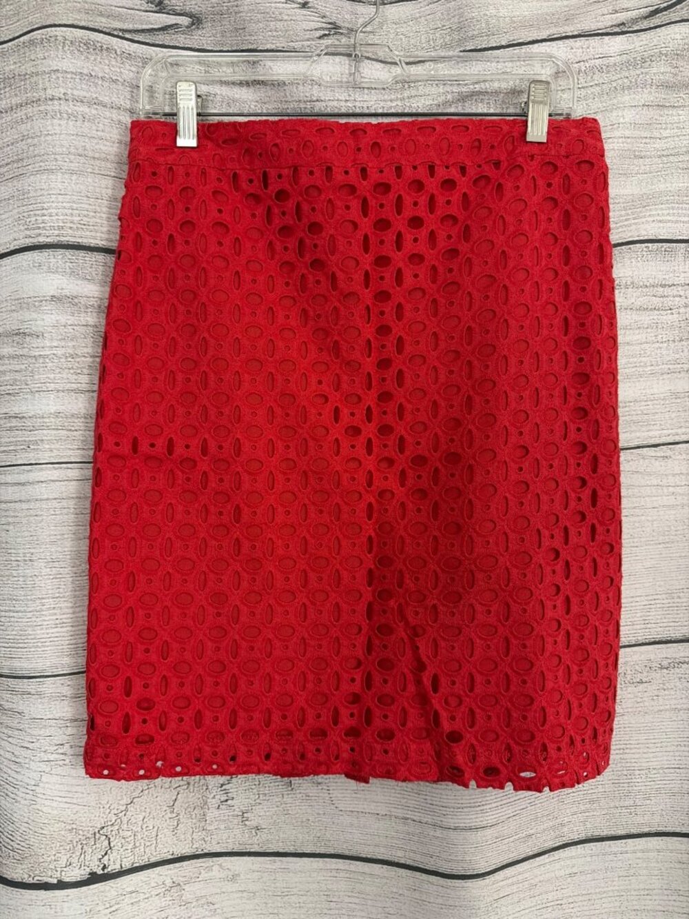 Kenar Red Eyelet Lace Pencil Skirt Size 6